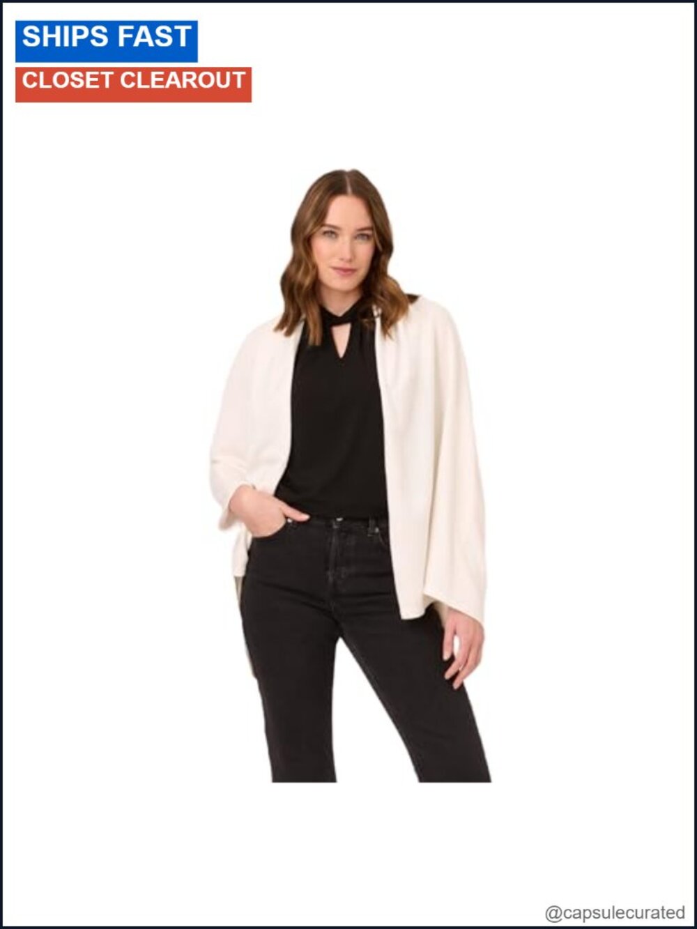 Adrianna Papell Classic S'HUG Convertible Cardigan Wrap with Tunnel Sleeves
